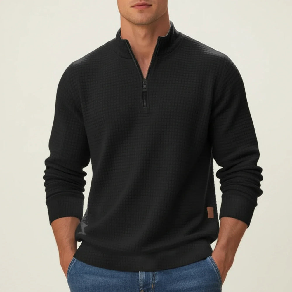 Men's Quarter-Zip Pullover Sweater Black