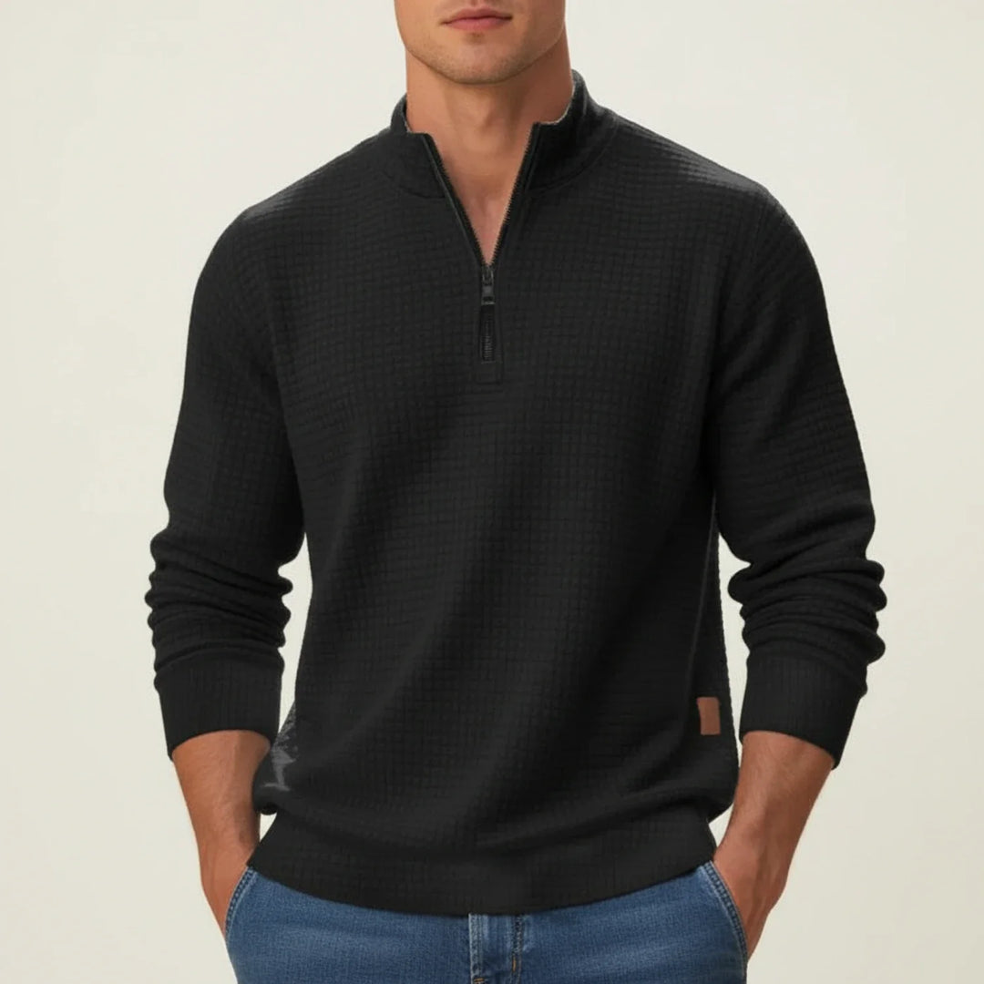 Men's Quarter-Zip Pullover Sweater Black