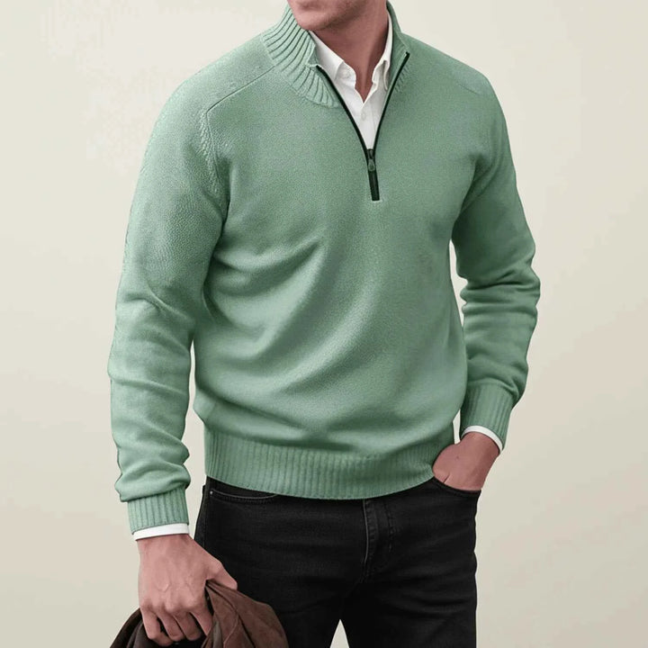 Men's Quarter-Zip Pullover Sweater Green