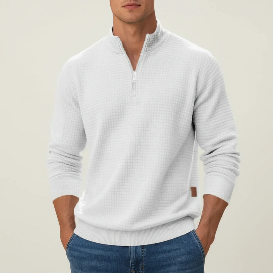 Men's Quarter-Zip Pullover Sweater White