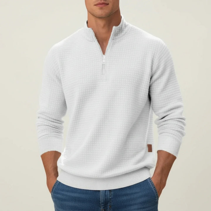 Men's Quarter-Zip Pullover Sweater White