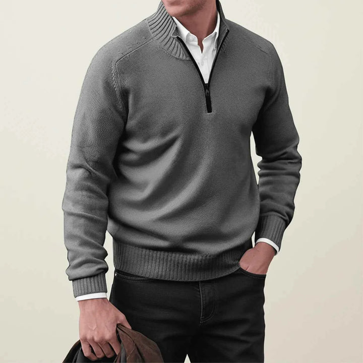 Men's Quarter-Zip Pullover Sweater Dark Gray