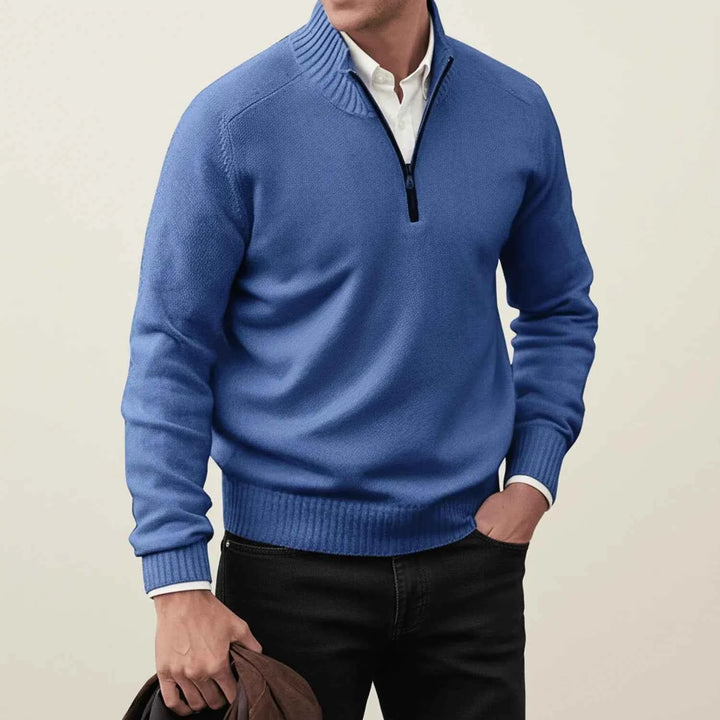 Men's Quarter-Zip Pullover Sweater Blue