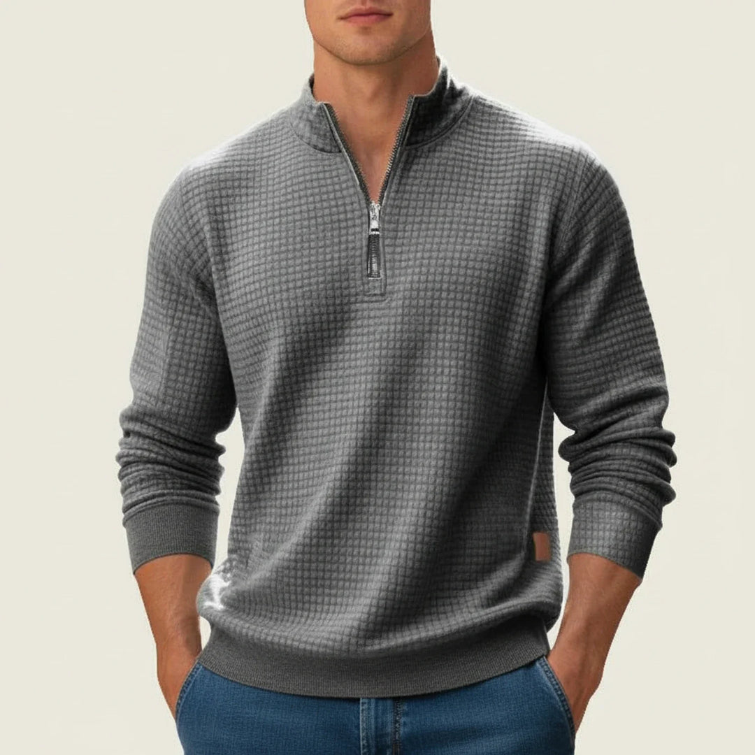 Men's Quarter-Zip Pullover Sweater Gray