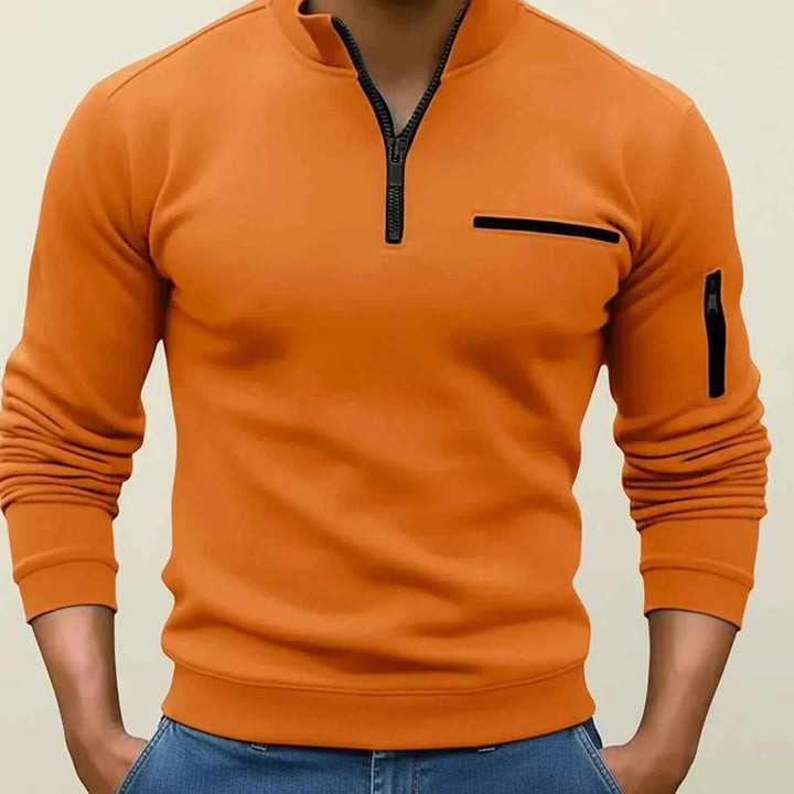 Men's Quarter Zip Sweater Orange