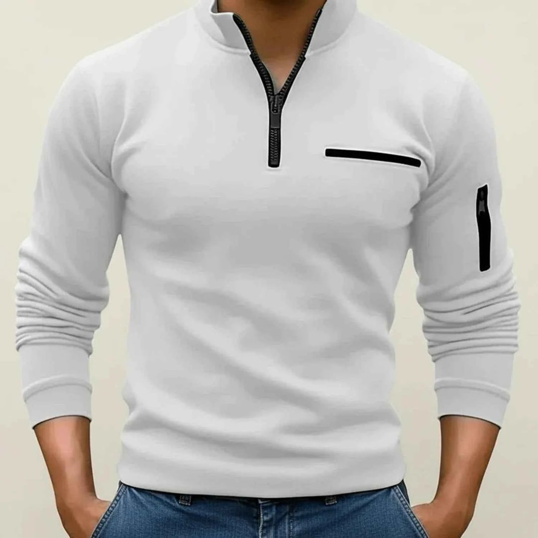Men's Quarter Zip Sweater White