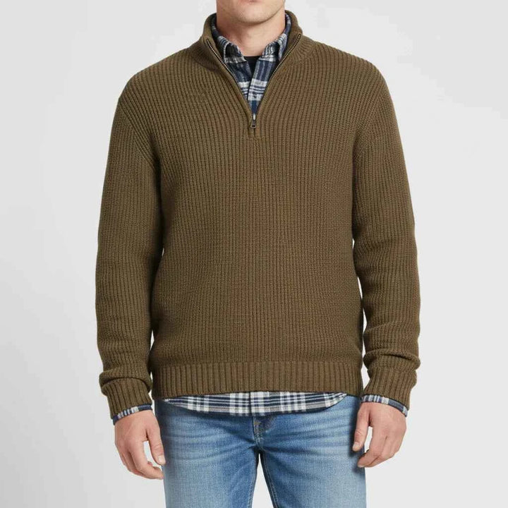Men's Quarter-Zip Sweater Moss Green