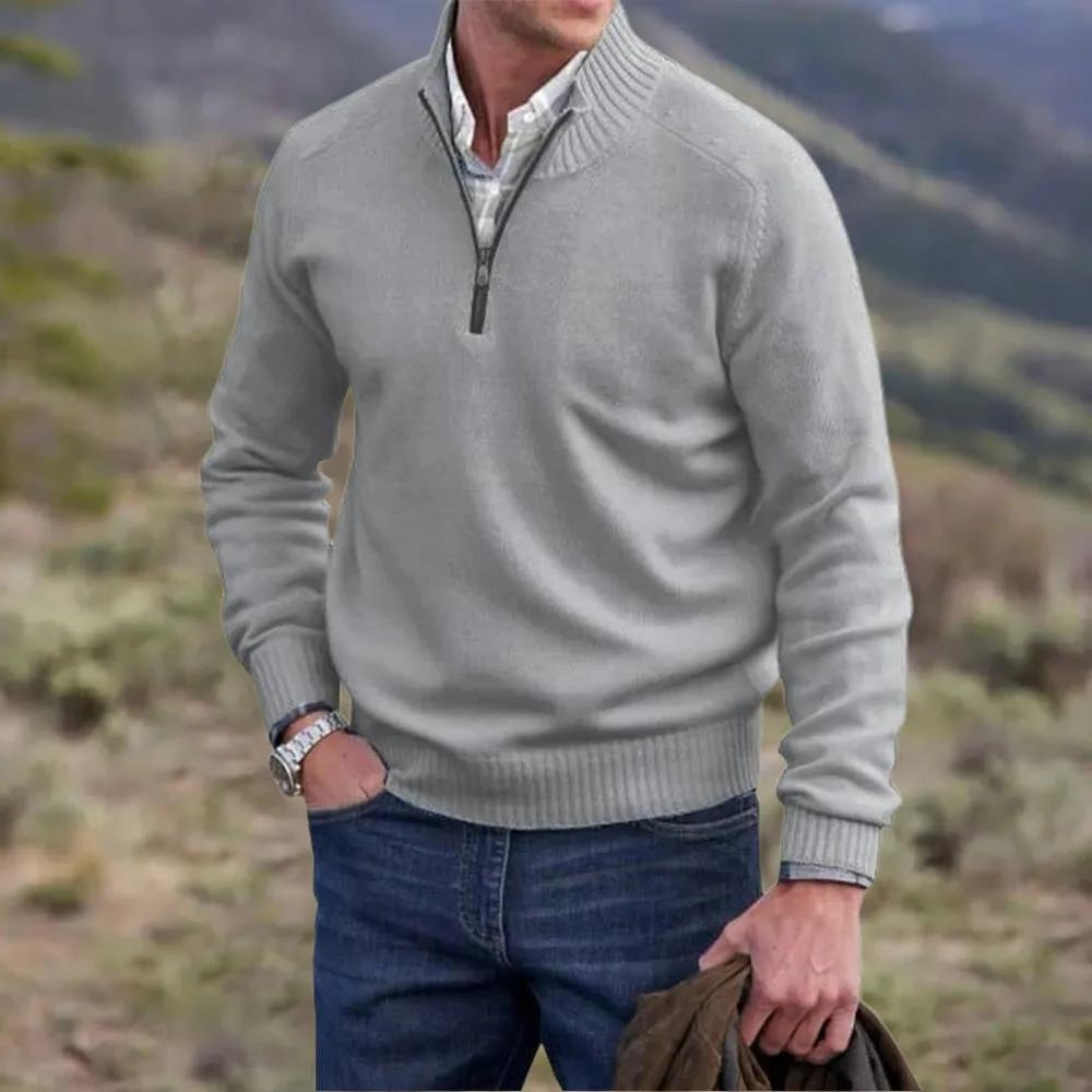 Men's Quarter Zip Sweater – Regular Fit – Ribbed Collar – Casual Comfort