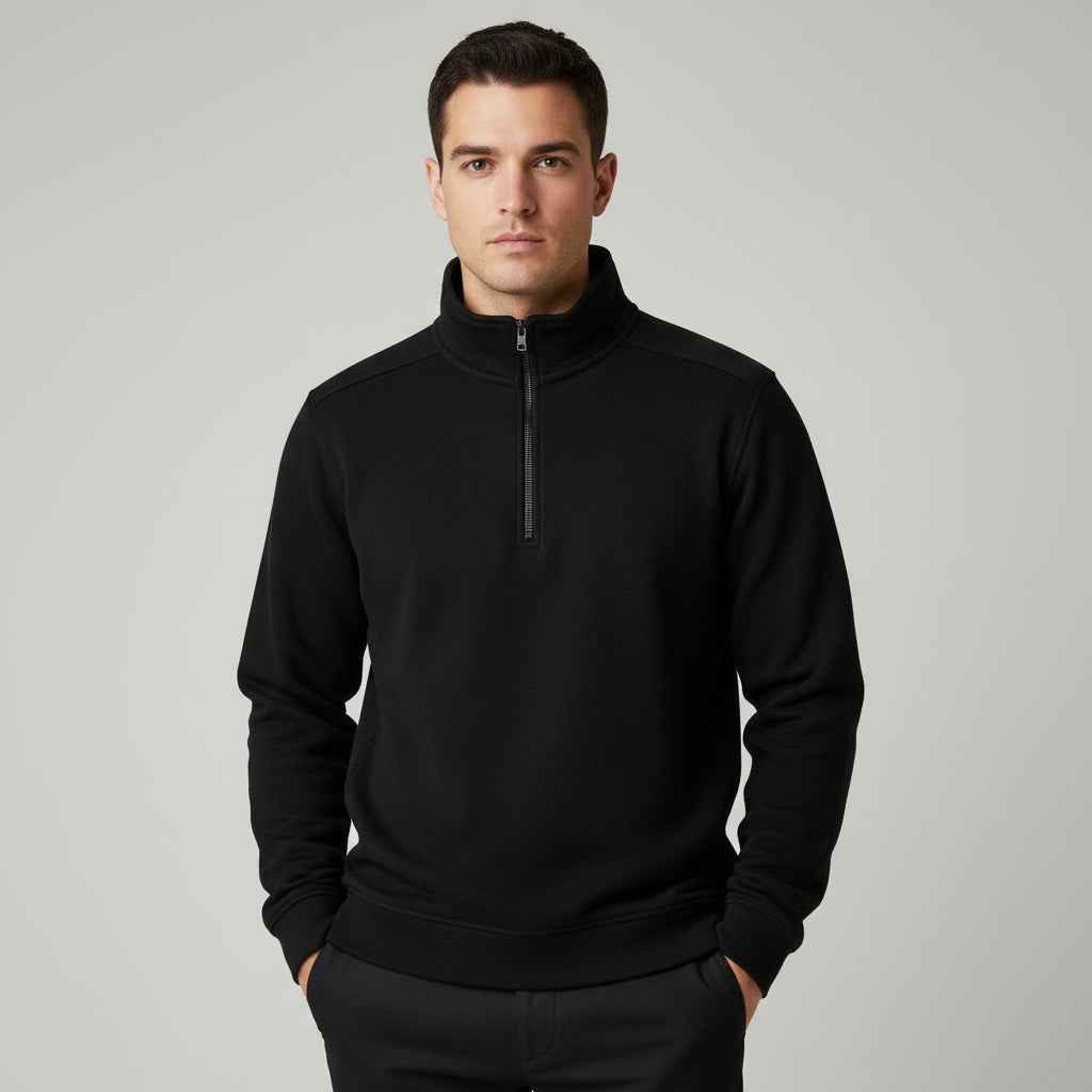 Men's Quarter Zip Sweater Black