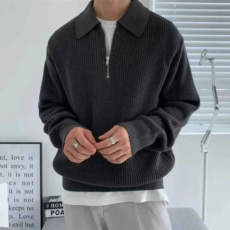Men's Quarter-Zip Textured Knit Sweater