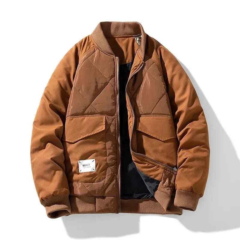 Men's Quilted Bomber Jacket Brown