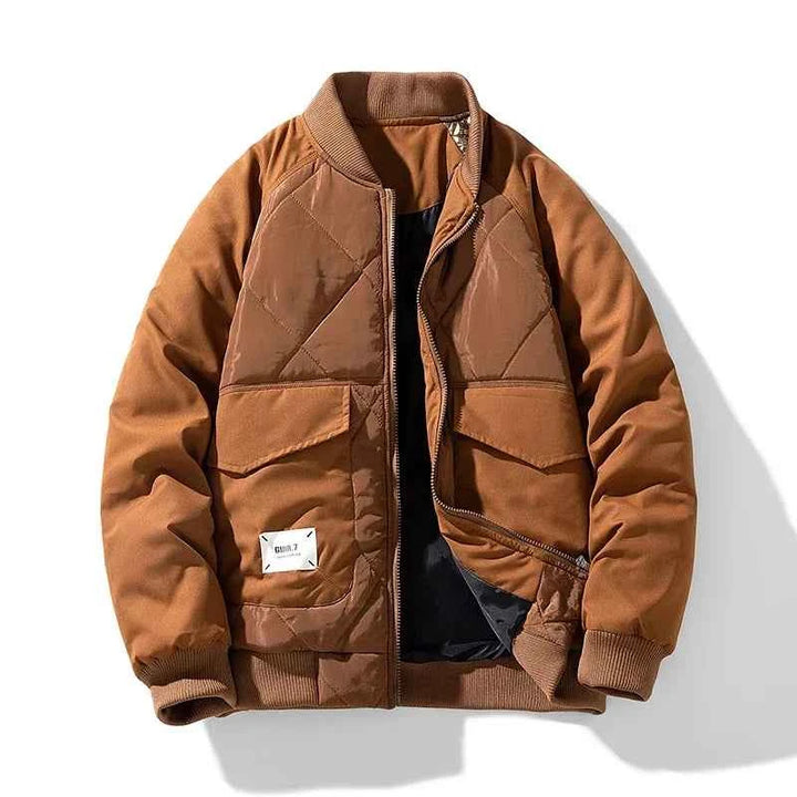 Men's Quilted Bomber Jacket Brown