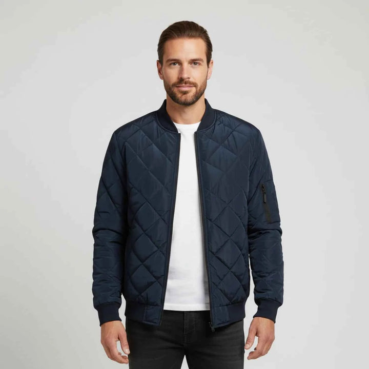 Men's Quilted Bomber Jacket Blue