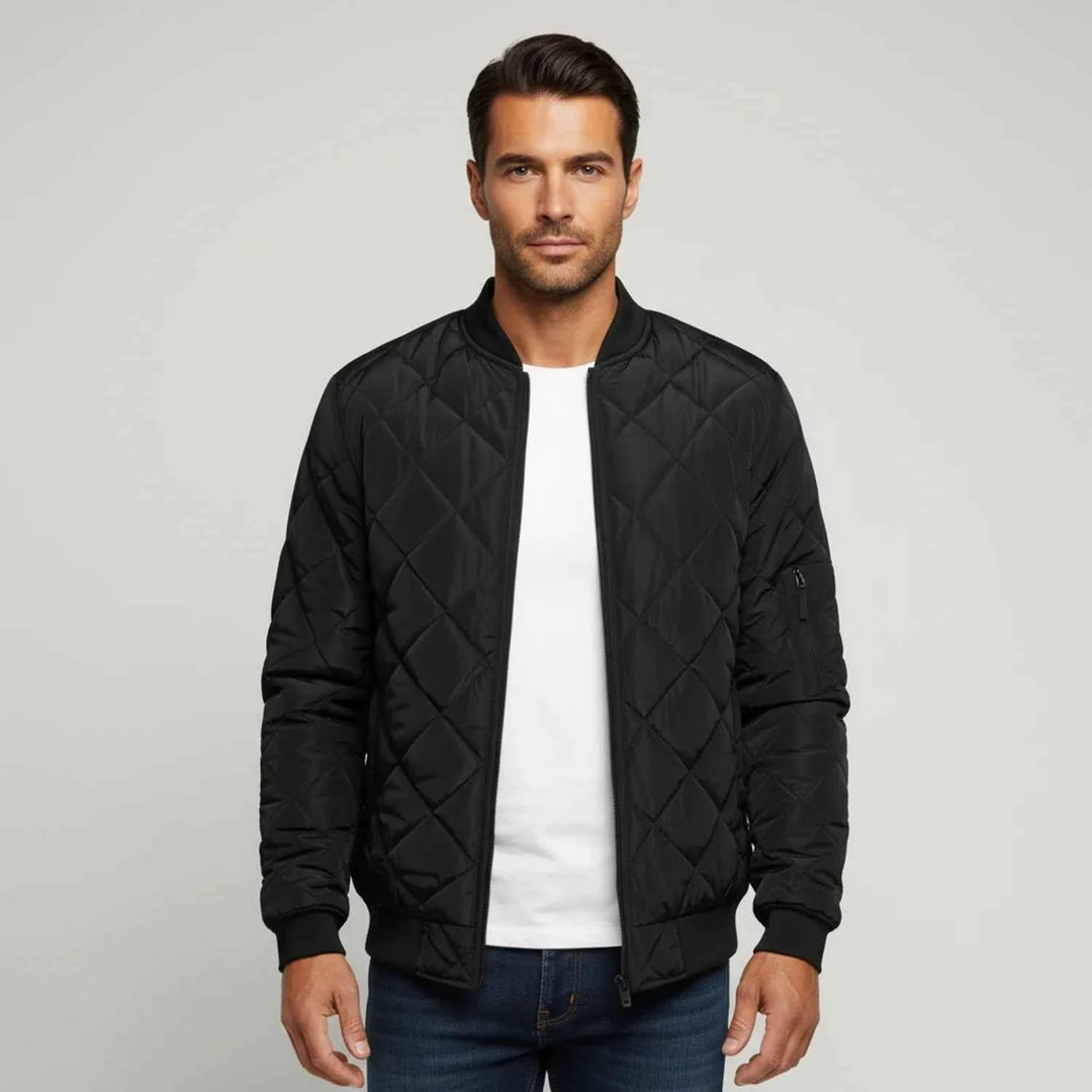 Men's Quilted Bomber Jacket Black