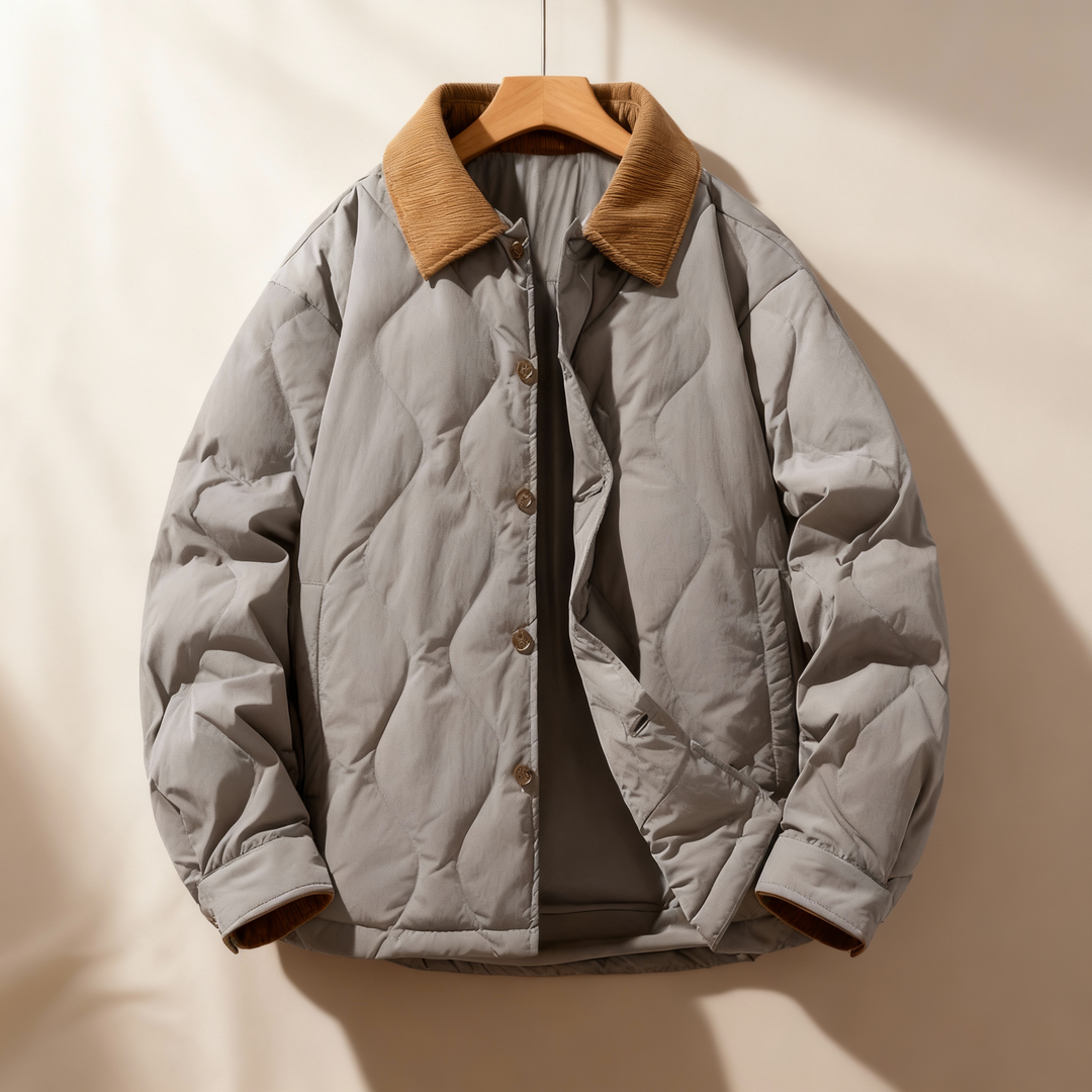 Men's Quilted Corduroy Jacket Gray