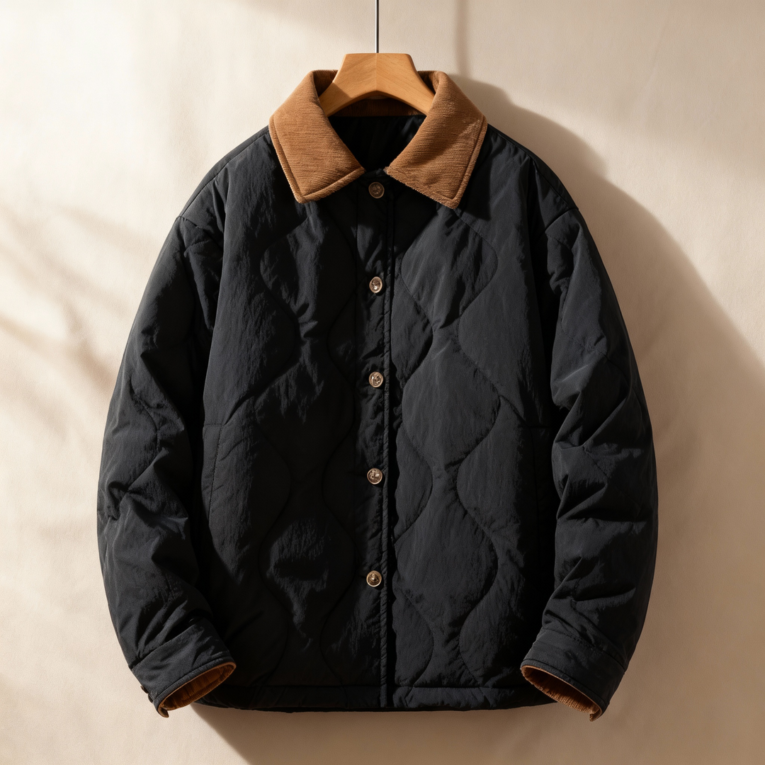Men's Quilted Corduroy Jacket Black