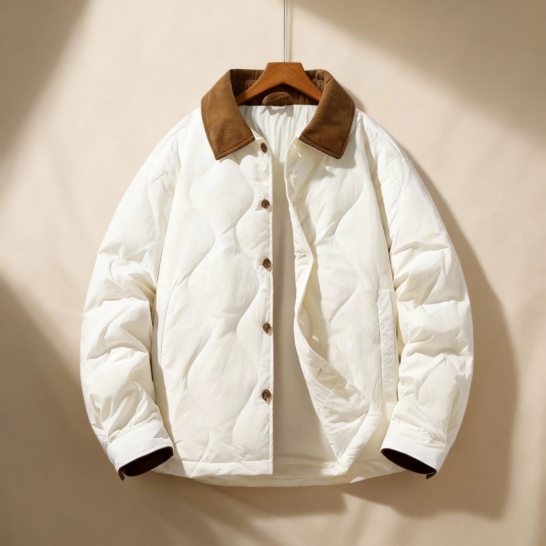 Men's Quilted Corduroy Jacket White