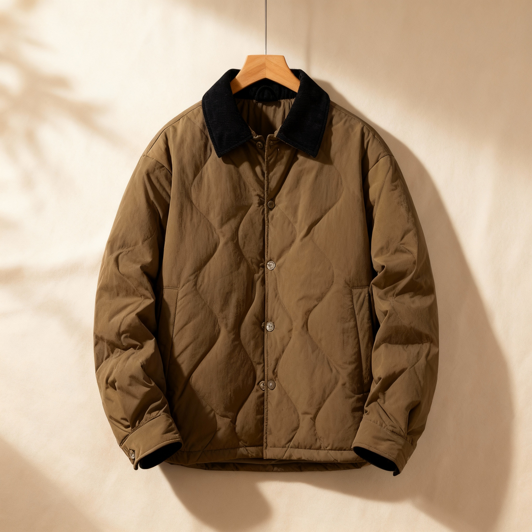 Men's Quilted Corduroy Jacket Brown