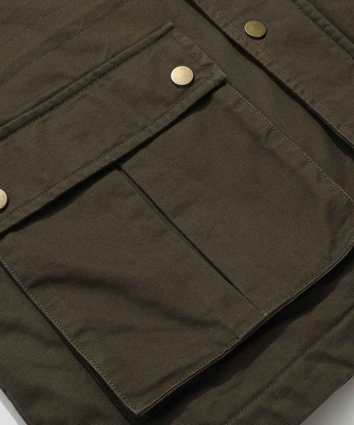 Men's Quilted Multi-Pocket Field Jacket with Stand Collar