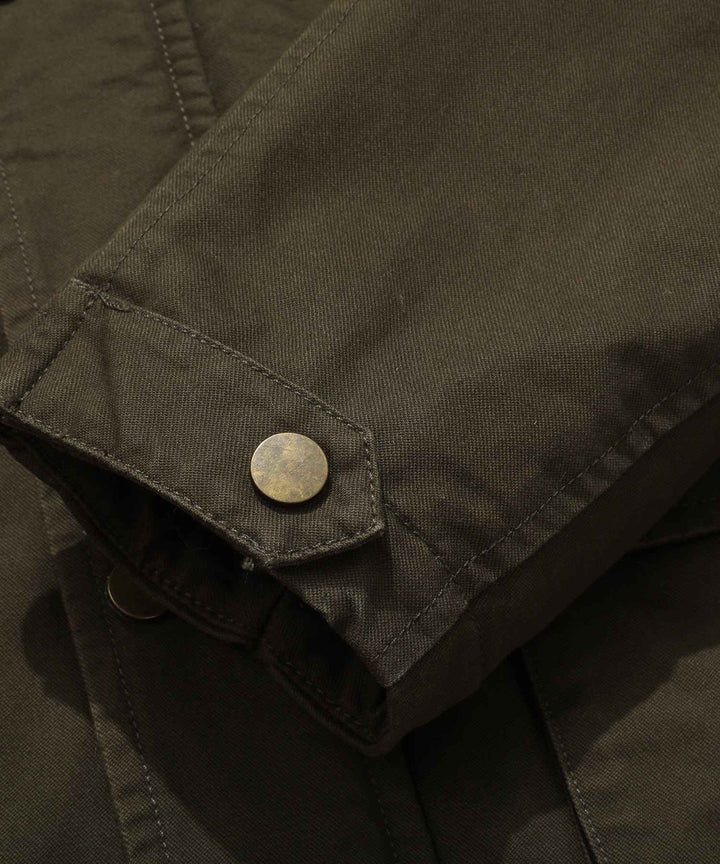 Men's Quilted Multi-Pocket Field Jacket with Stand Collar
