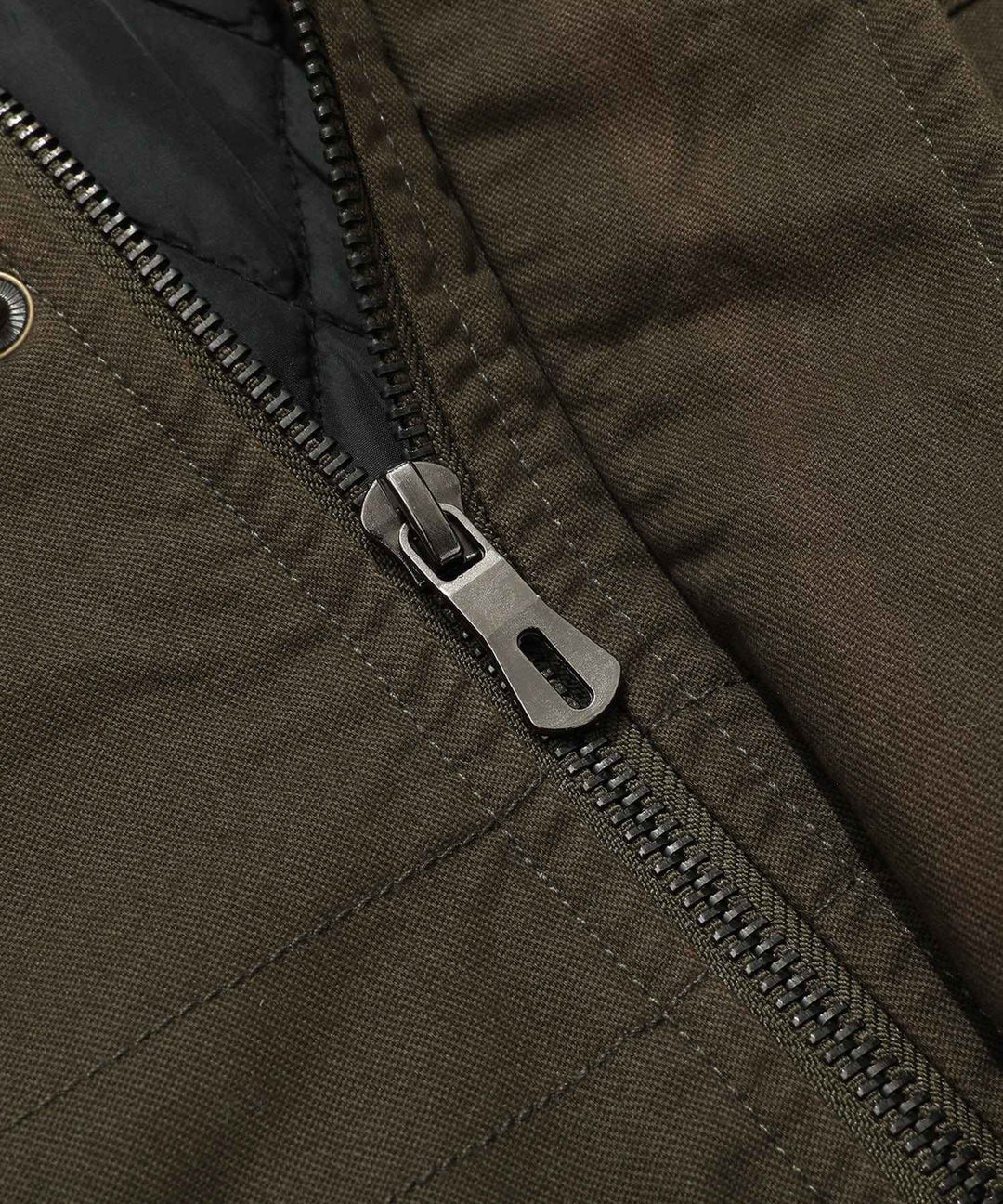 Men's Quilted Multi-Pocket Field Jacket with Stand Collar