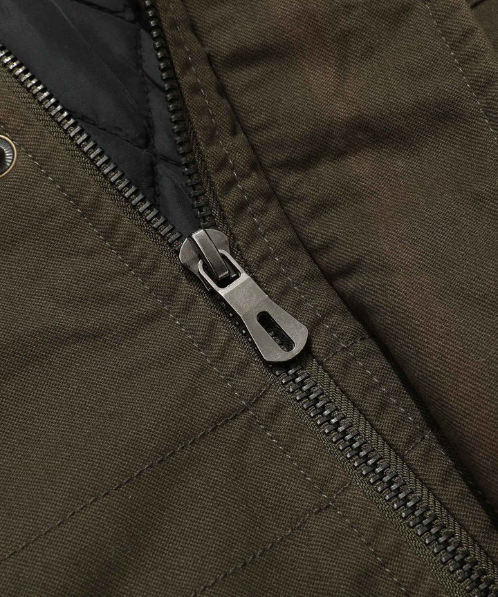 Men's Quilted Multi-Pocket Field Jacket with Stand Collar
