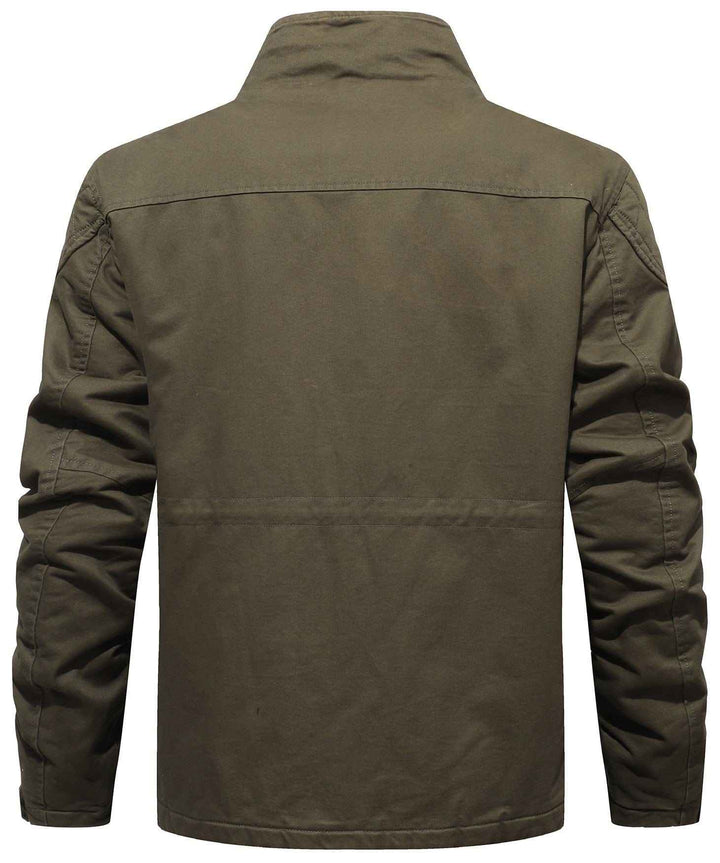 Men's Quilted Multi-Pocket Field Jacket with Stand Collar
