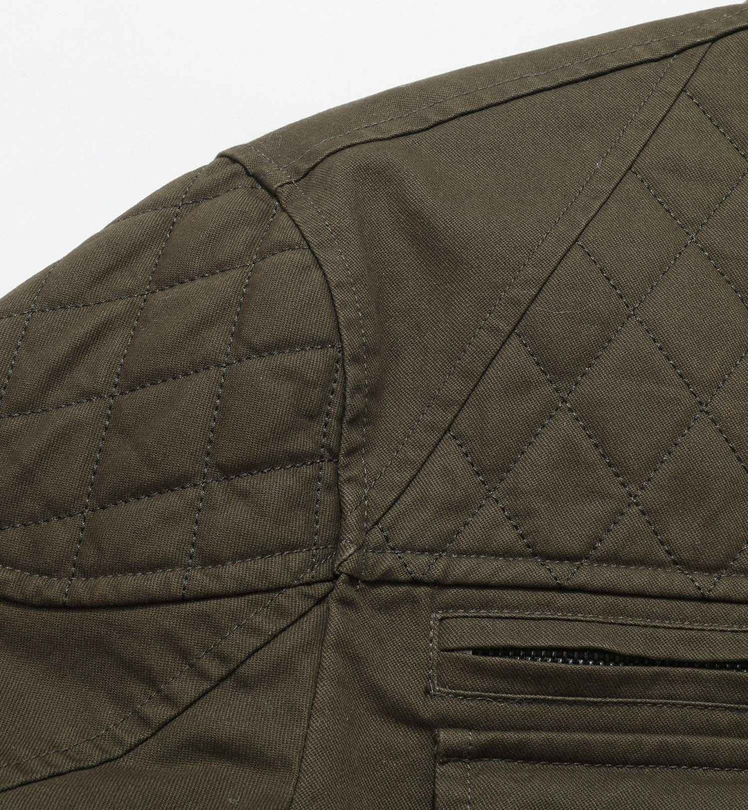 Men's Quilted Multi-Pocket Field Jacket with Stand Collar