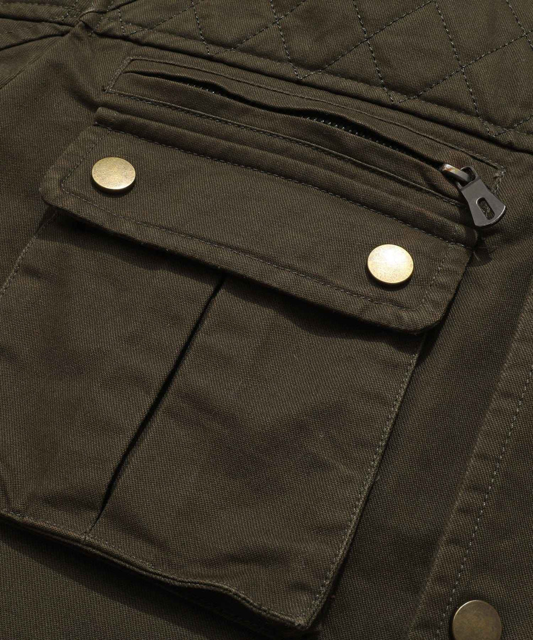 Men's Quilted Multi-Pocket Field Jacket with Stand Collar