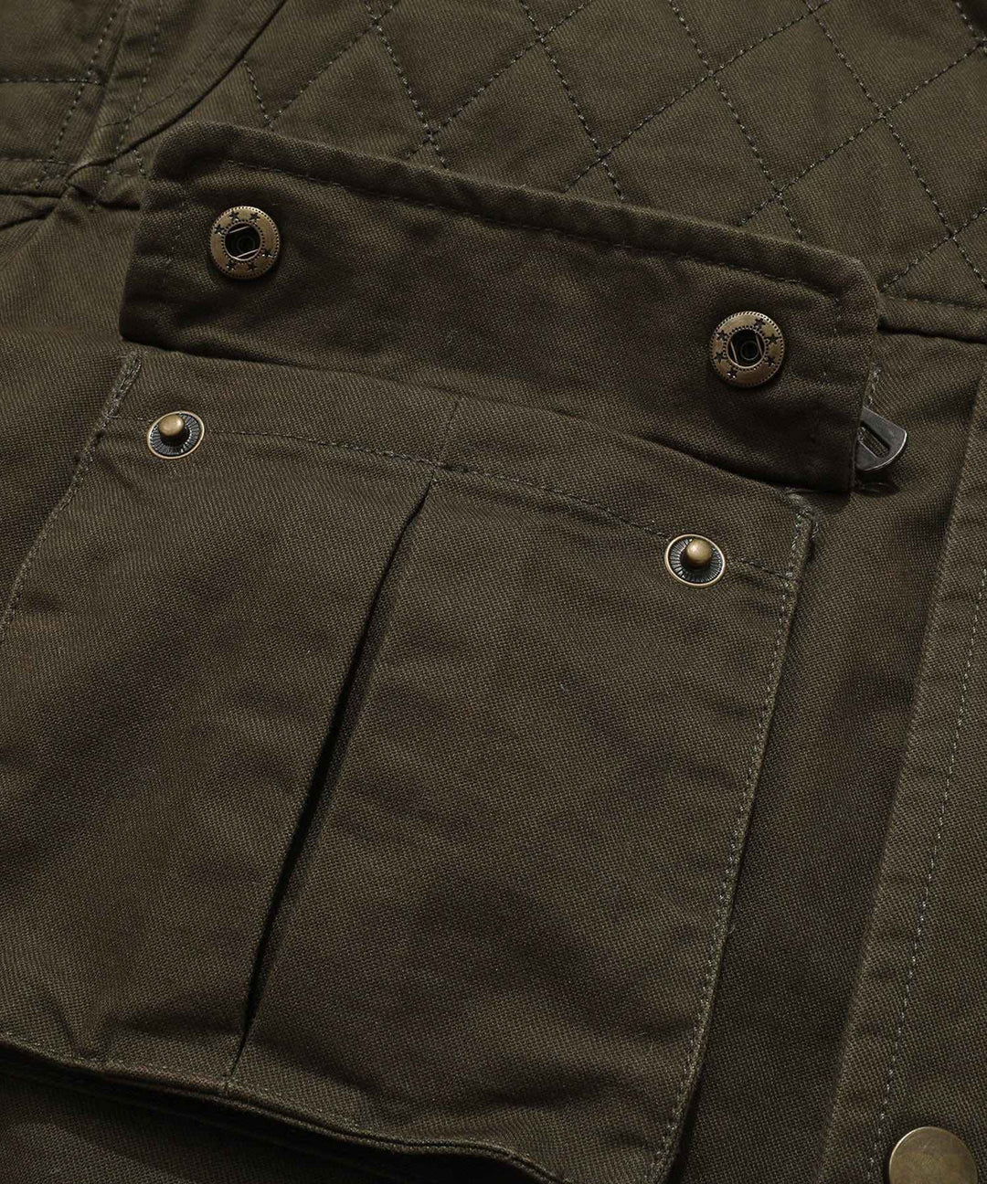 Men's Quilted Multi-Pocket Field Jacket with Stand Collar