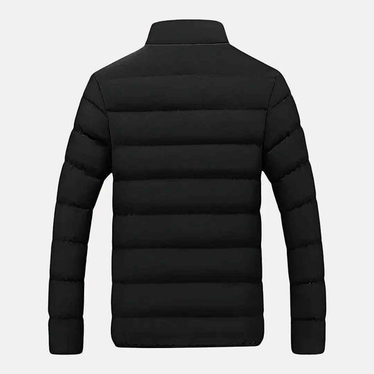Men's Quilted Polyester Puffer Slim Fit Pockets Zipper Solid Jacket