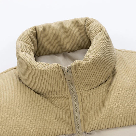 Men's Cotton Polyester Puffer Stand Collar Jacket Winter