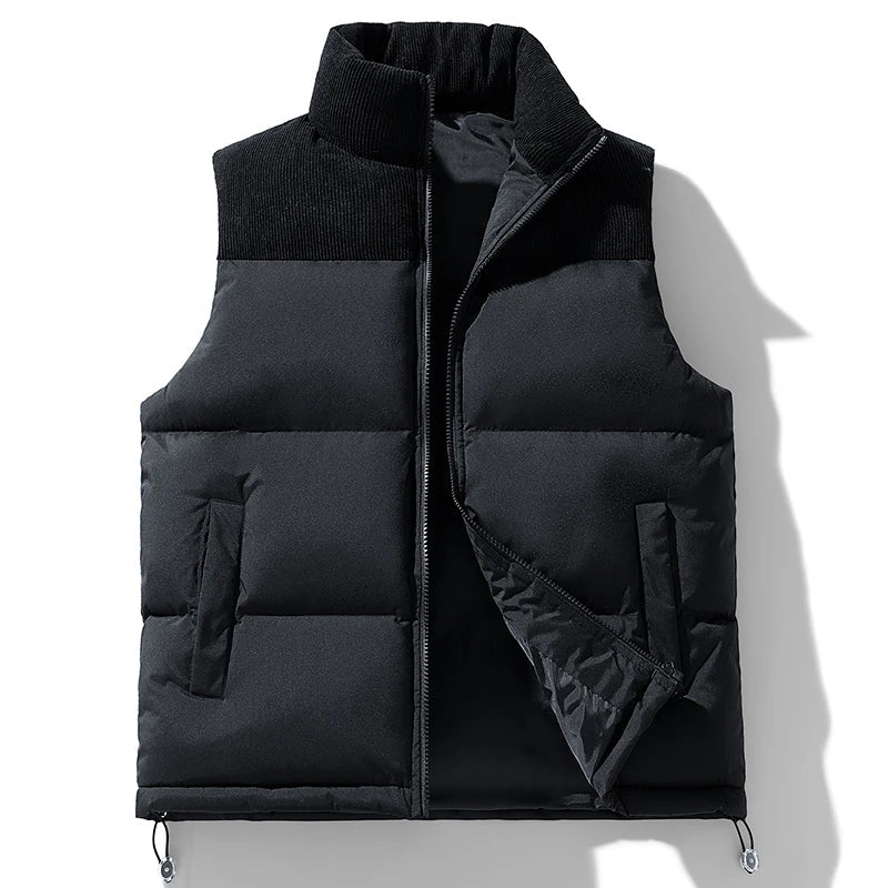 Men's Stylish Quilted Puffer Vest Jacket for Warmth Black