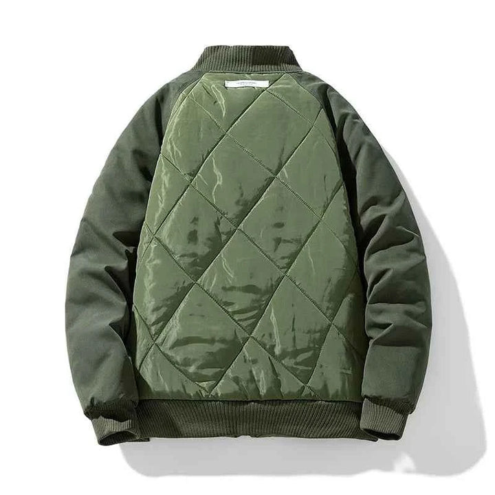 Men's Quilted Relaxed Fit Bomber Jacket | Ribbed Collar Zip-Up Design