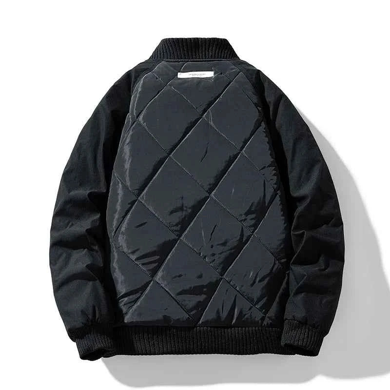 Men's Quilted Relaxed Fit Bomber Jacket | Ribbed Collar Zip-Up Design