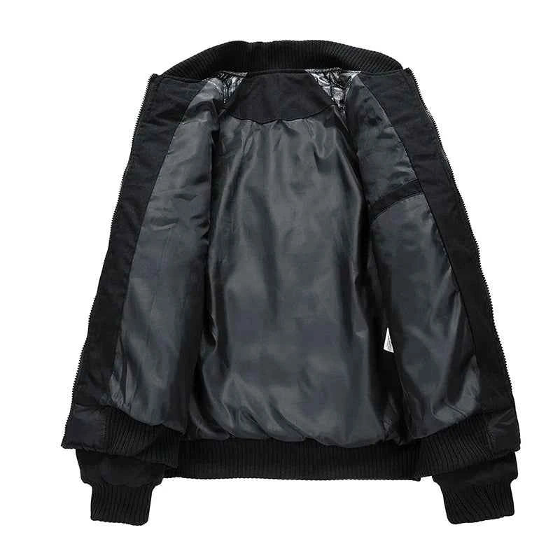 Men's Quilted Relaxed Fit Bomber Jacket | Ribbed Collar Zip-Up Design
