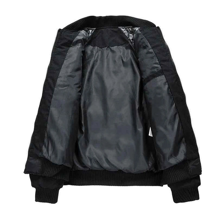 Men's Quilted Relaxed Fit Bomber Jacket | Ribbed Collar Zip-Up Design