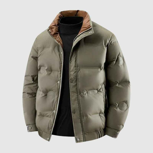 Men's Quilted Relaxed Fit Button-front Puffer Jacket Winter Green