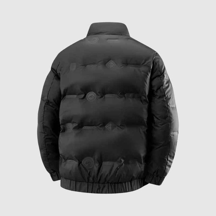 Men's Quilted Relaxed Fit Puffer Jacket | Stand-Up Collar Hip-Length Design