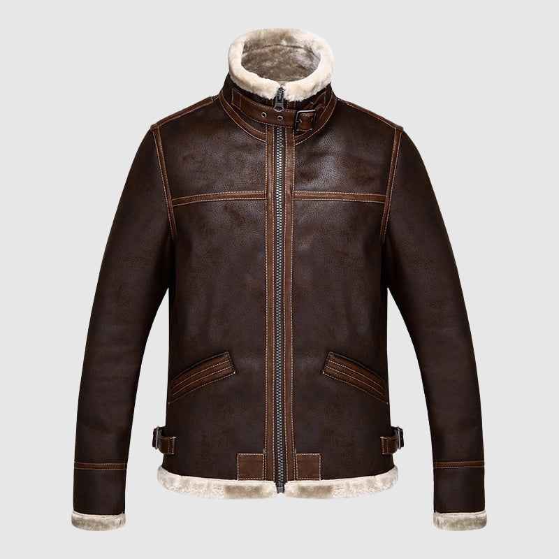 Men's Regular Fit Bomber Jacket | Shearling Collar Zip-Up Design