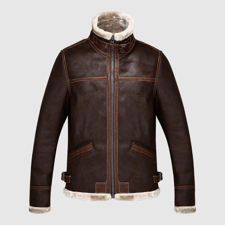 Men's Regular Fit Bomber Jacket | Shearling Collar Zip-Up Design