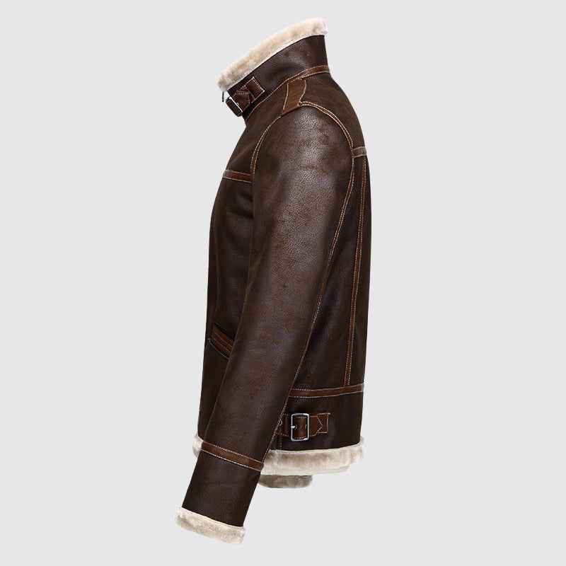 Men's Regular Fit Bomber Jacket | Shearling Collar Zip-Up Design