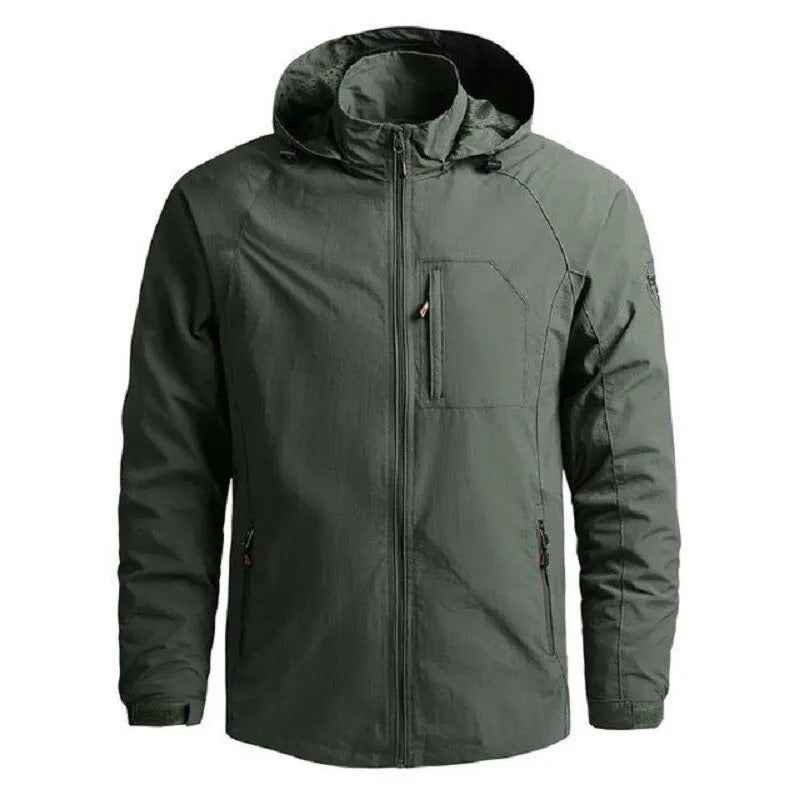 Men's Regular Fit Cargo Jacket | Collared Zip Front Design Green