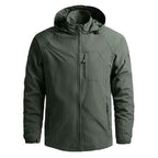 Men's Woven Collared Bomber Pockets Solid Brown Winter Jacket Green