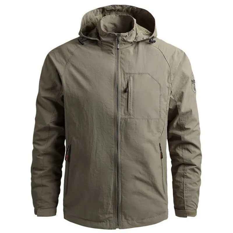 Men's Regular Fit Cargo Jacket | Collared Zip Front Design Brown