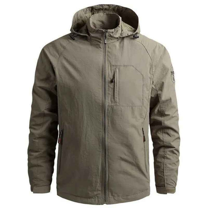 Men's Regular Fit Cargo Jacket | Collared Zip Front Design Brown
