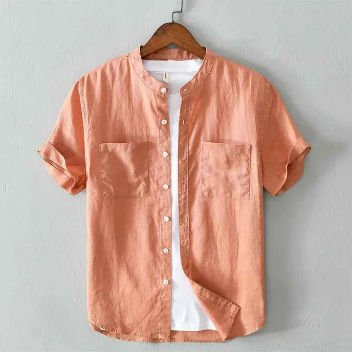 Men's Regular-Fit Linen Shirt Orange