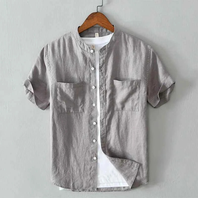 Men's Regular-Fit Linen Shirt Gray