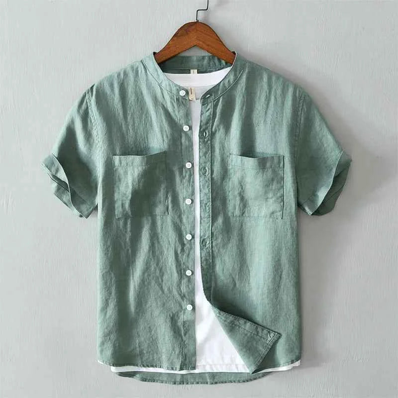 Men's Regular-Fit Linen Shirt Green