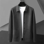 Men's Button-front Ribbed Cardigan Winter Essential Knitwear Gray